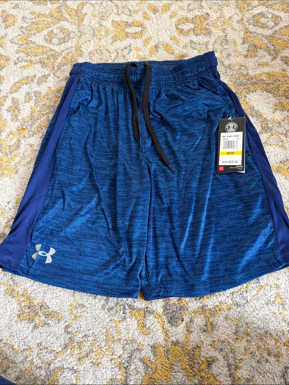 Under Armour Men's Royal Blue Athletic Shorts with Black Drawstring